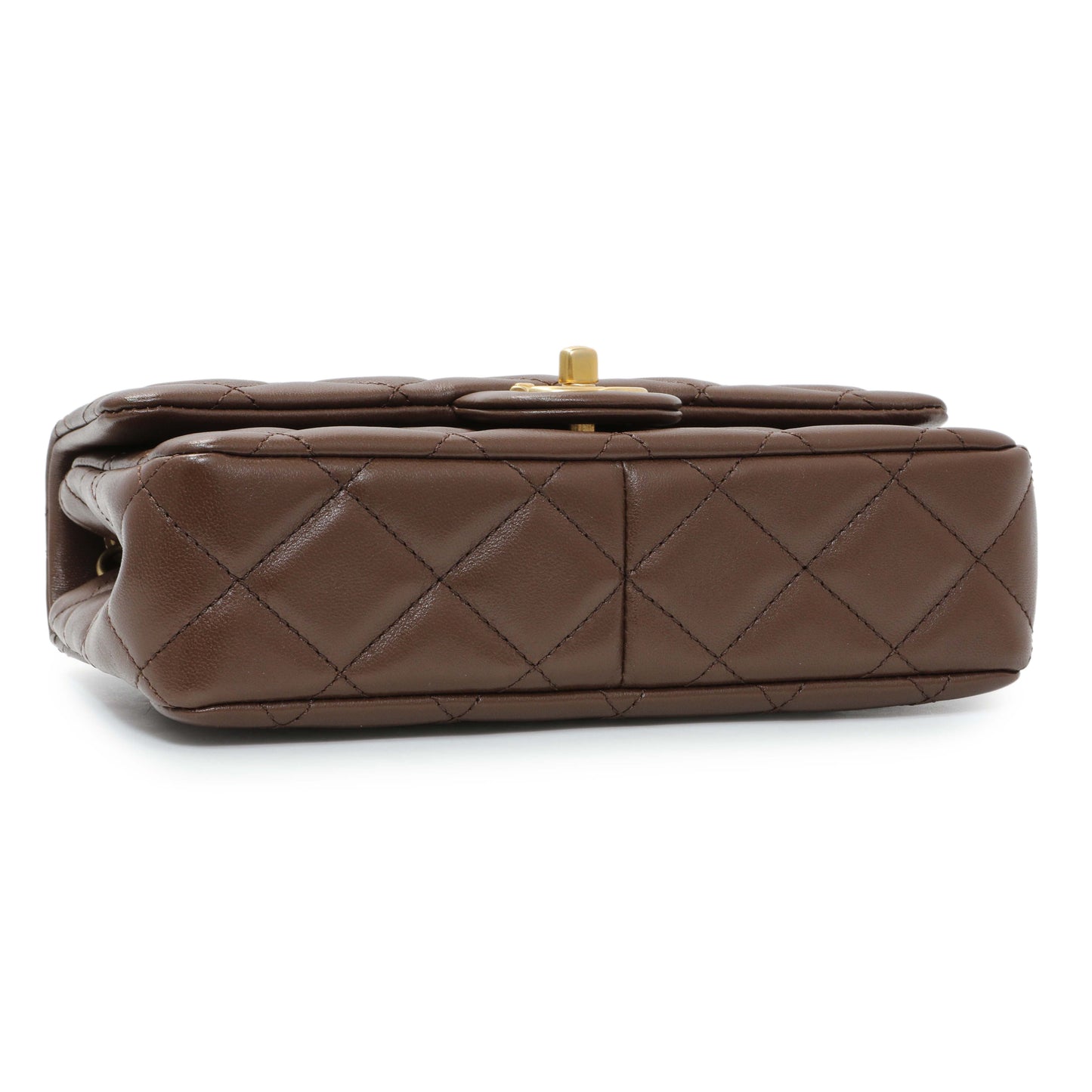 Exclusive Chanel Brown Quilted Lambskin Mini Wenge Wood Flap — Back View