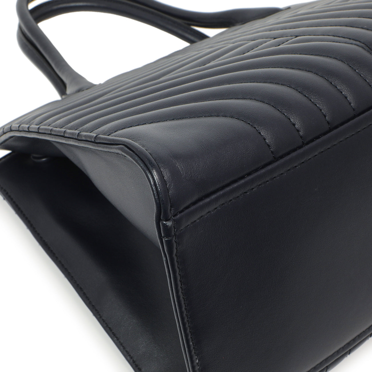 Exclusive Prada Navy Soft Calfskin Impunture Diagramme Tote — Lifestyle View