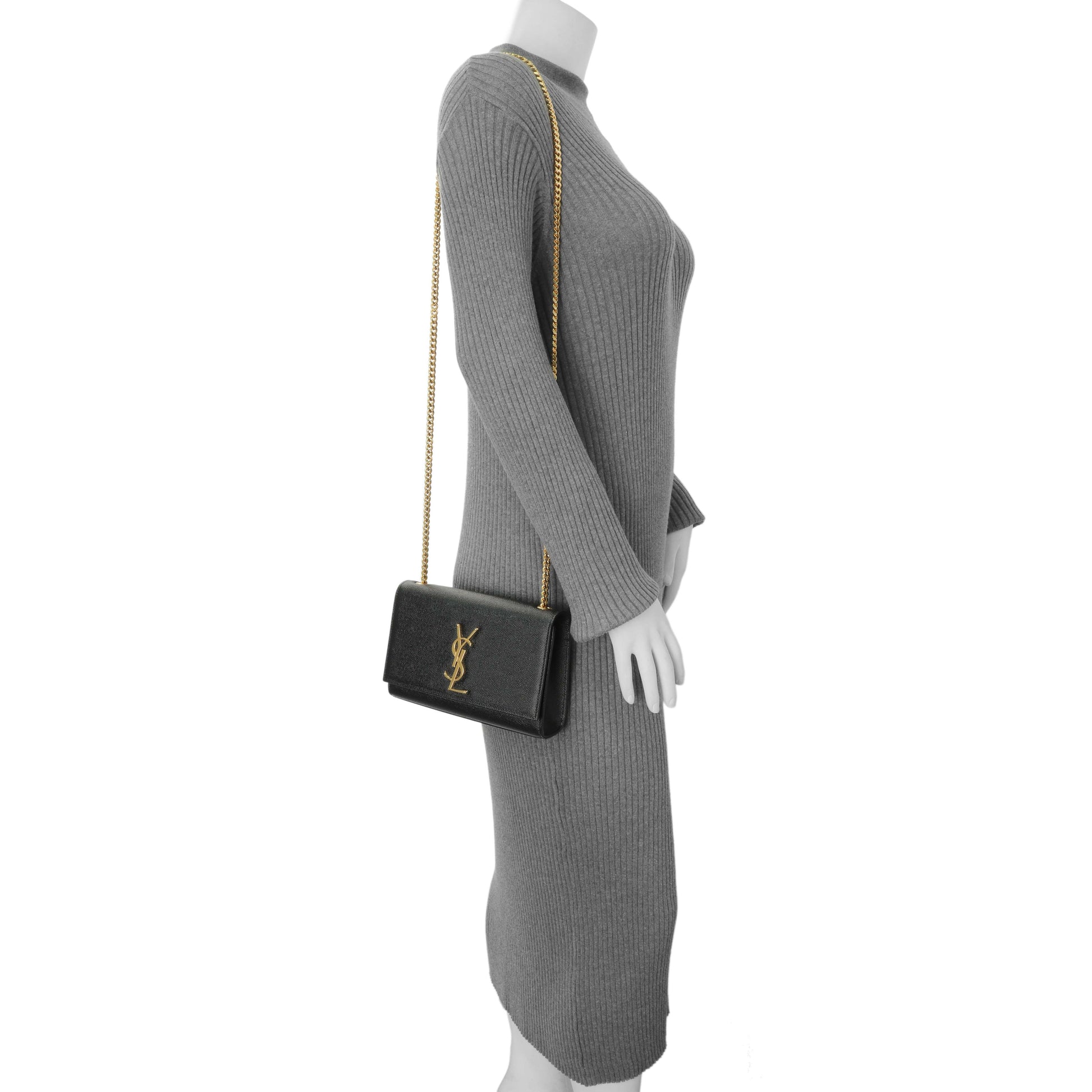 Exclusive Saint Laurent Black Grain De Poudre Small Monogram Kate Satchel — Alternate View 9
