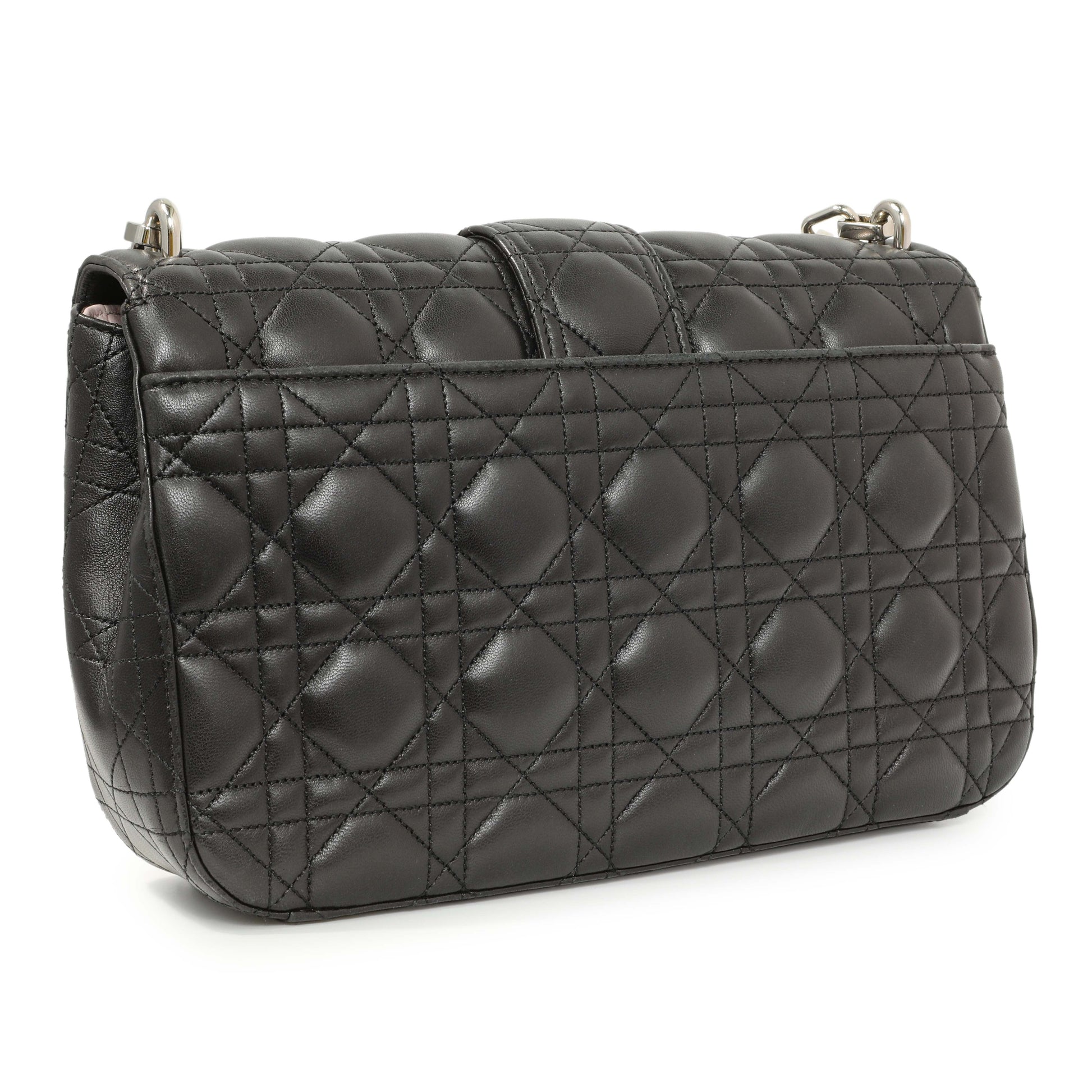 Exclusive Christian Dior Black Lambskin Cannage Medium Miss Dior Flap — Side View