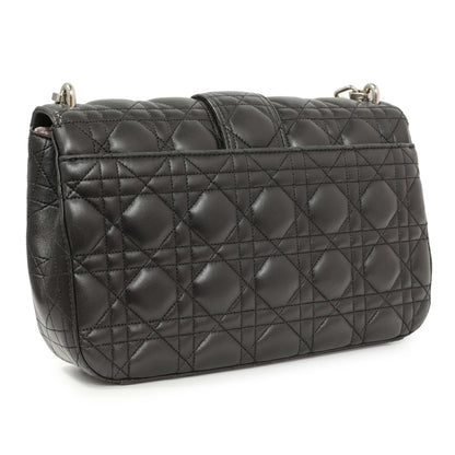 Exclusive Christian Dior Black Lambskin Cannage Medium Miss Dior Flap — Side View