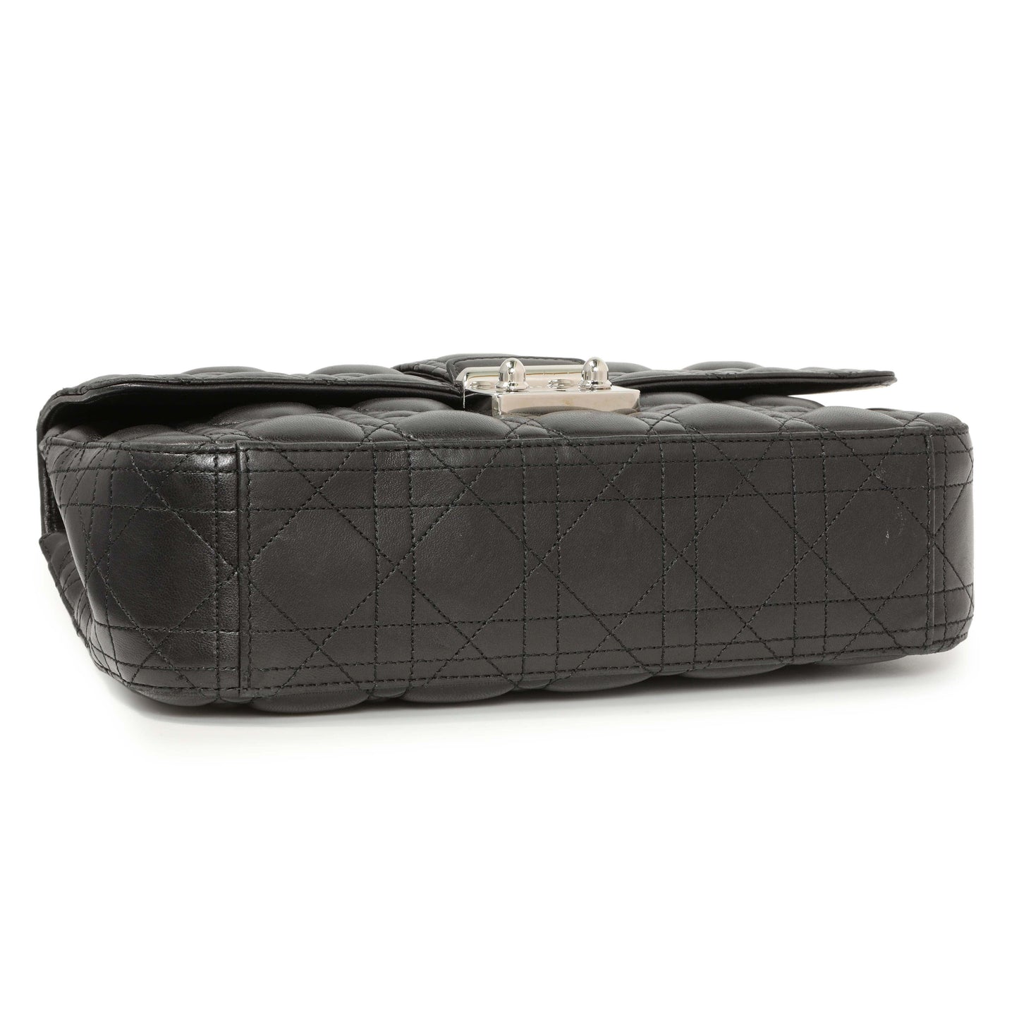 Exclusive Christian Dior Black Lambskin Cannage Medium Miss Dior Flap — Back View