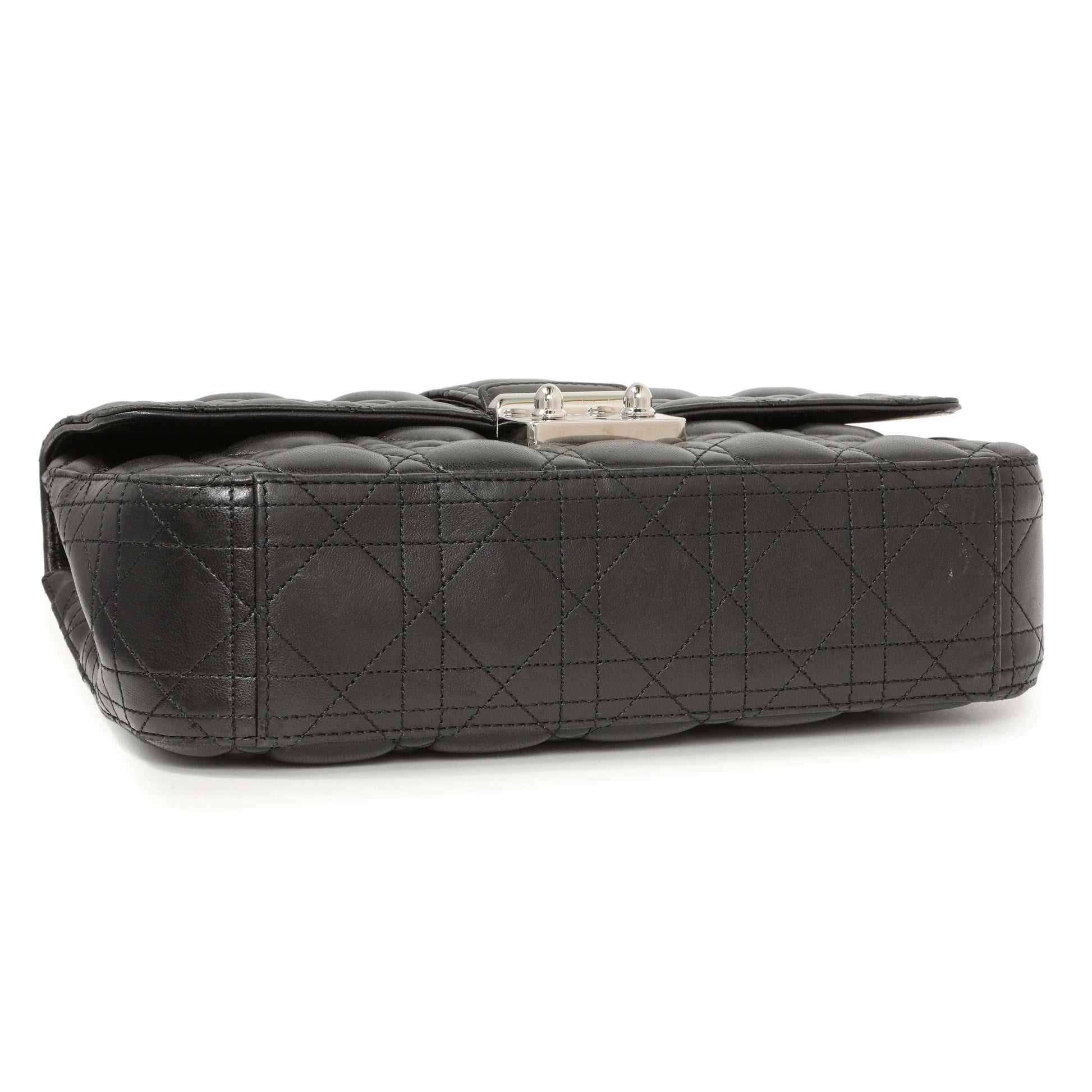 Exclusive Christian Dior Black Lambskin Cannage Medium Miss Dior Flap — Back View