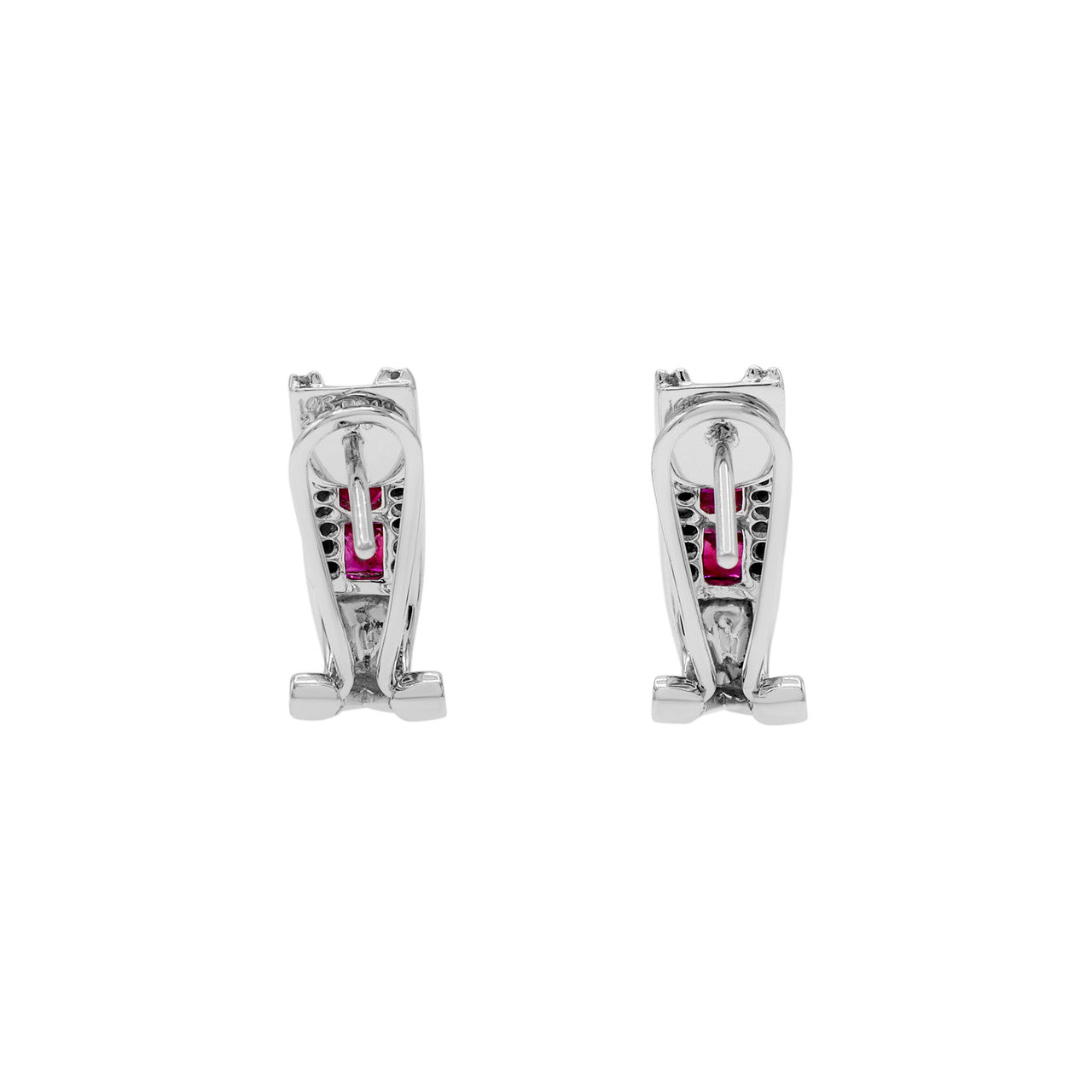 Exclusive 14K White Gold 1.40 Carat Ruby Diamond Earrings — Side View
