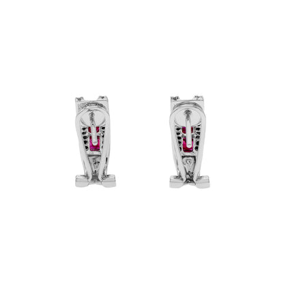 Exclusive 14K White Gold 1.40 Carat Ruby Diamond Earrings — Side View