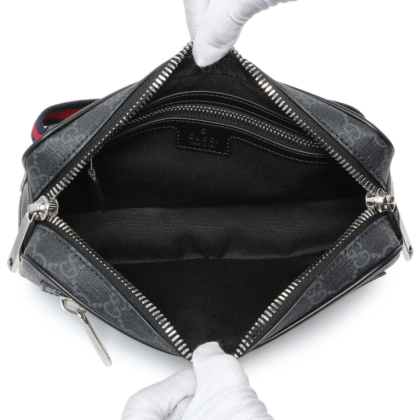 Exclusive Gucci GG Supreme Monogram Web Belt Bag — Top View