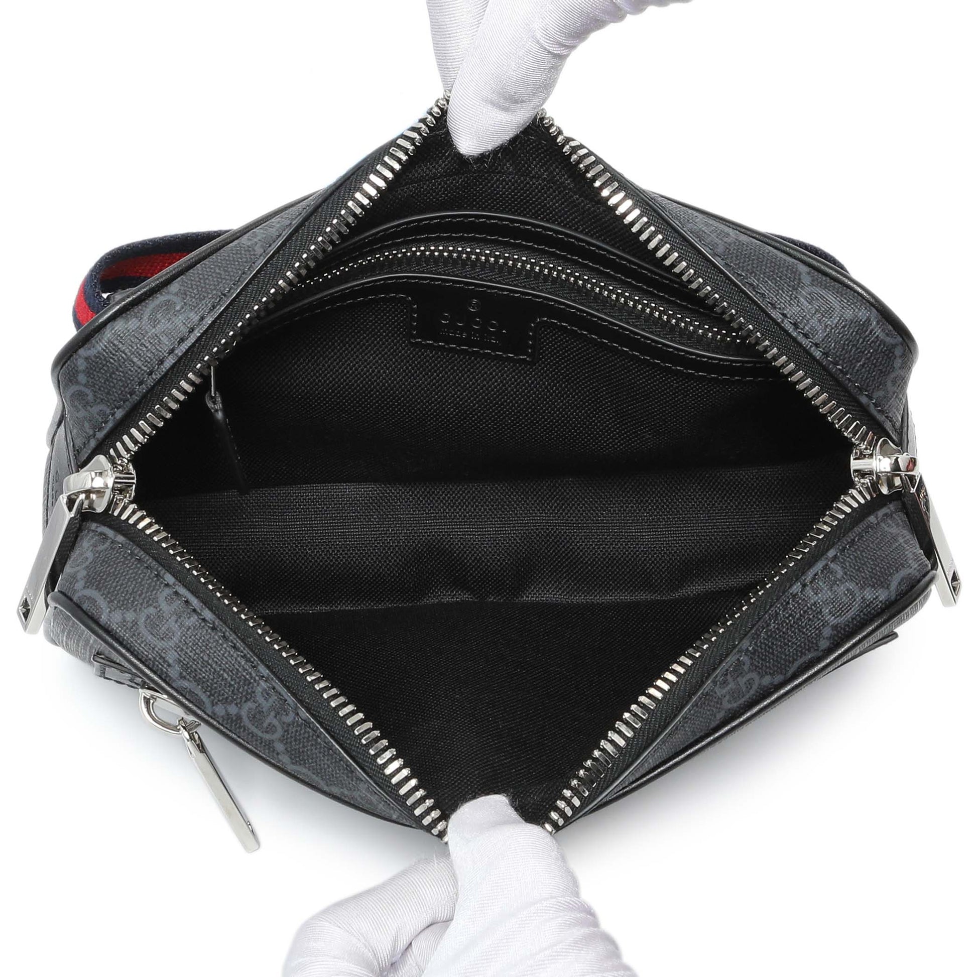 Exclusive Gucci GG Supreme Monogram Web Belt Bag — Top View