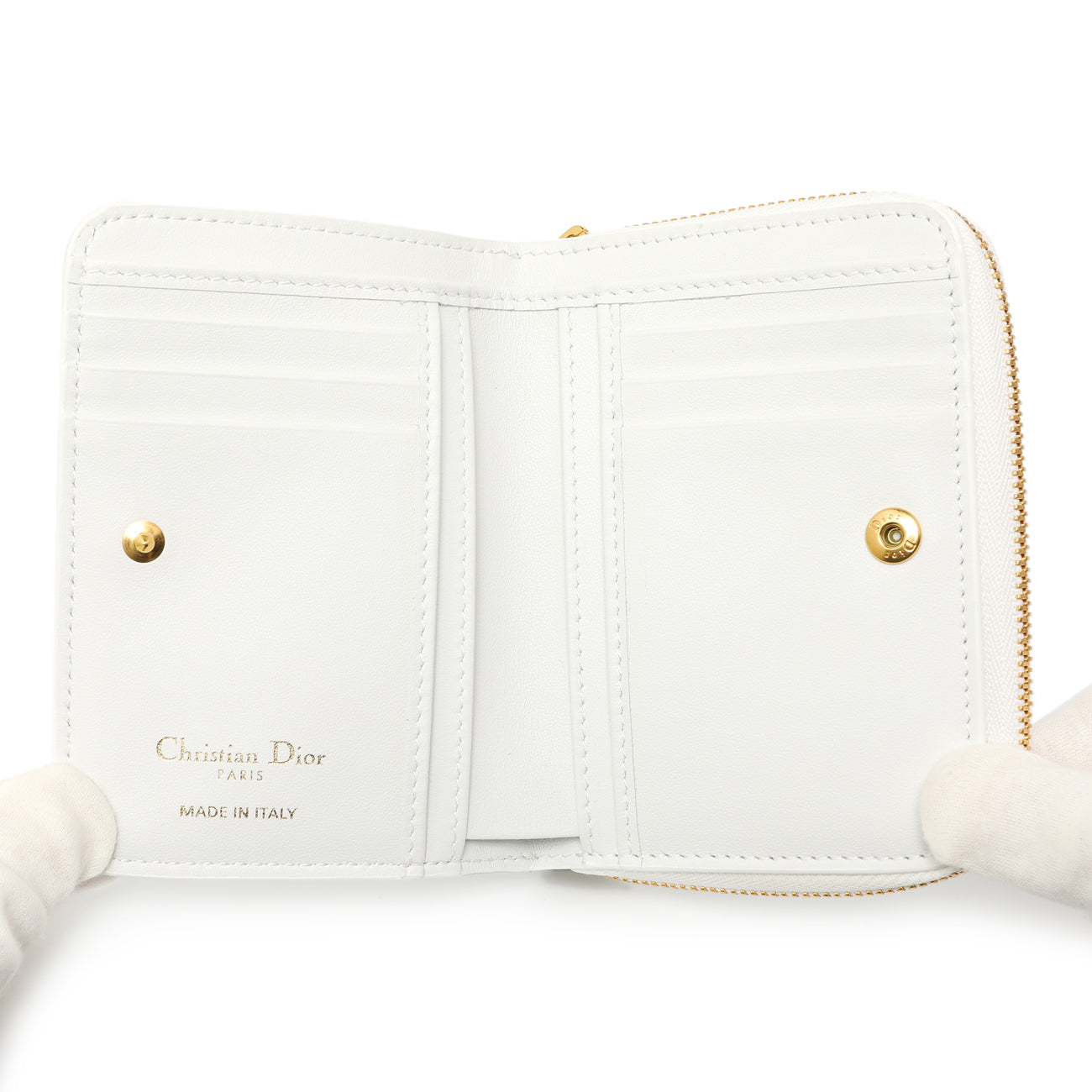 Exclusive Christian Dior White Calfskin Dioramour Je Vous Adore Caro Scarlet Wallet — Top View