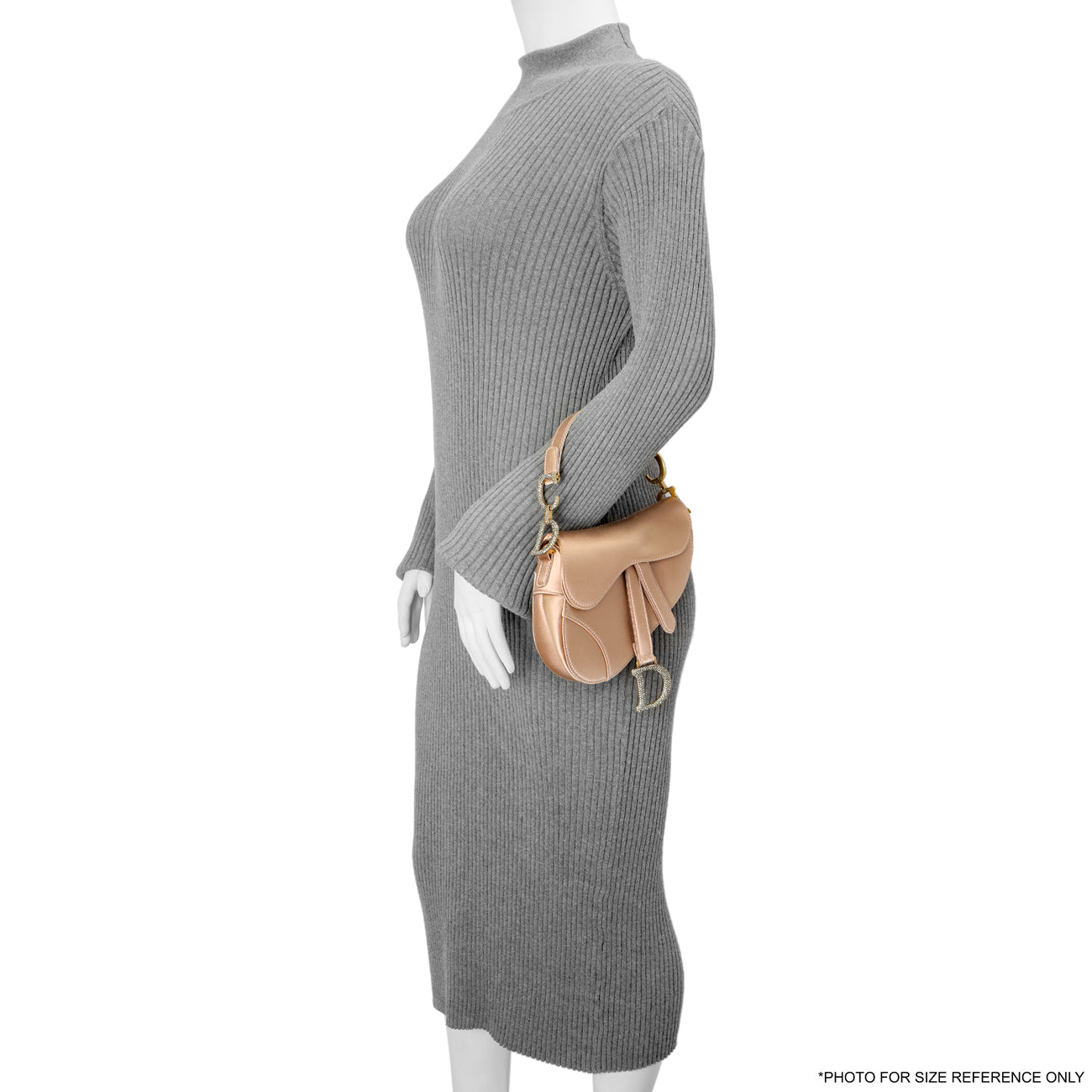 Exclusive Christian Dior Powder Beige Satin Crystal Mini Saddle Bag — Alternate View 7