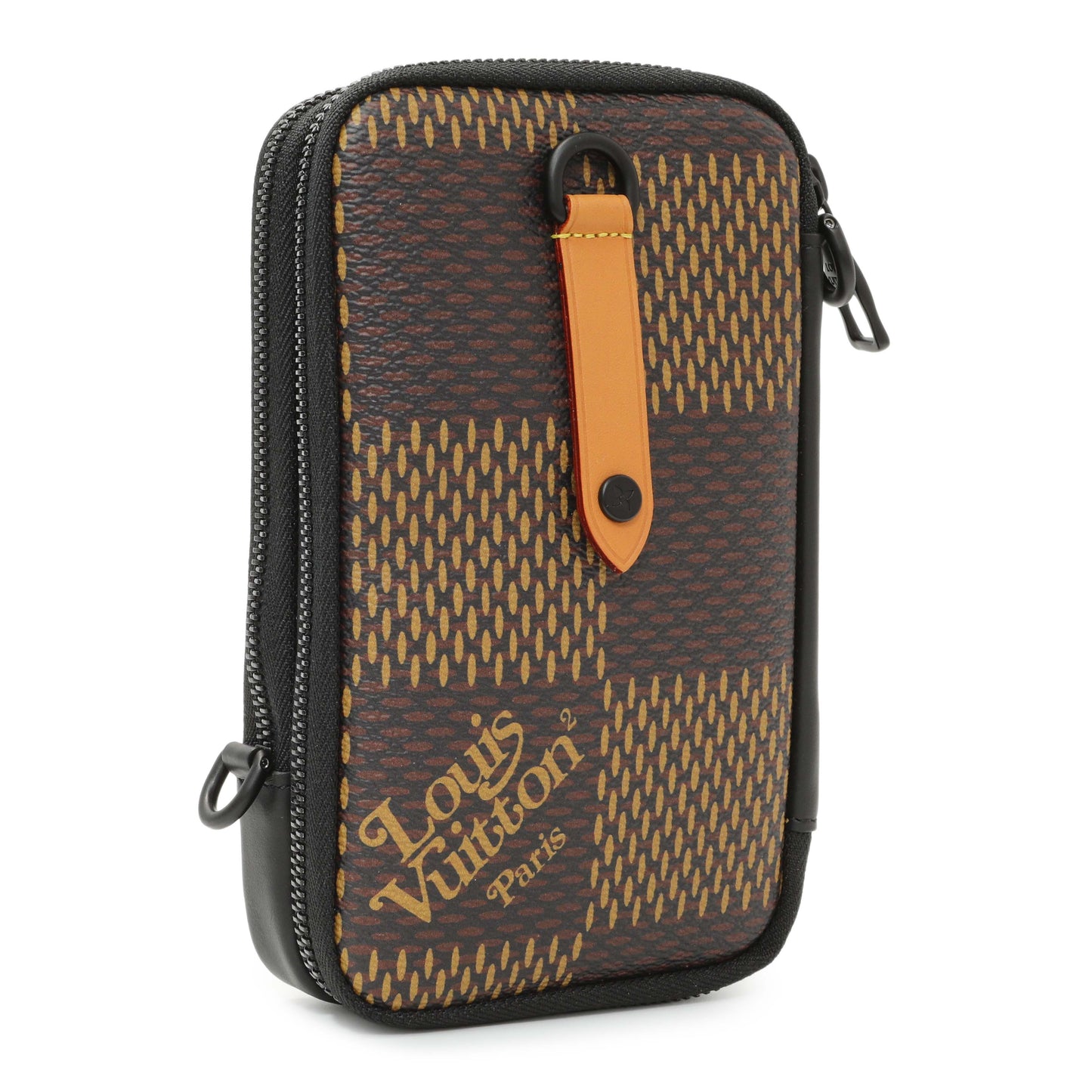 Exclusive Louis Vuitton x Nigo Giant Damier Ebene Double Phone Pouch — Side View