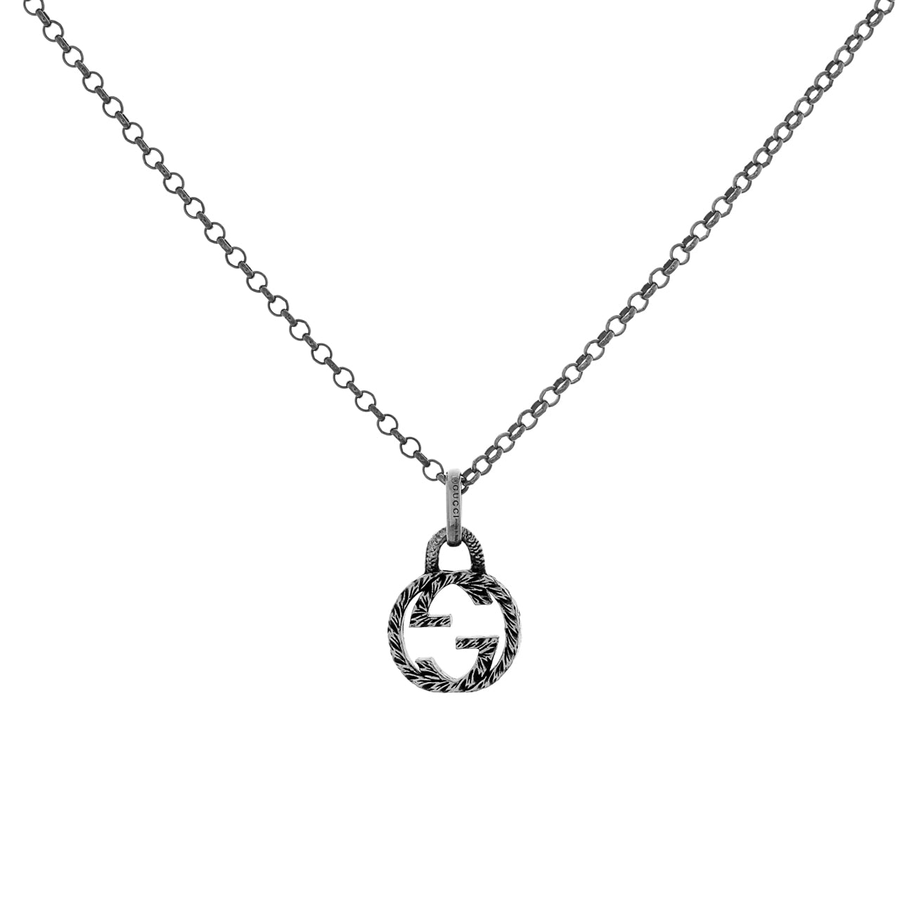 Exclusive Gucci Sterling Silver Interlocking G Pendant Necklace — Front View