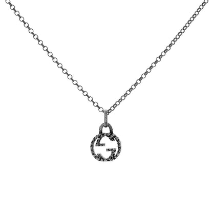 Exclusive Gucci Sterling Silver Interlocking G Pendant Necklace — Front View