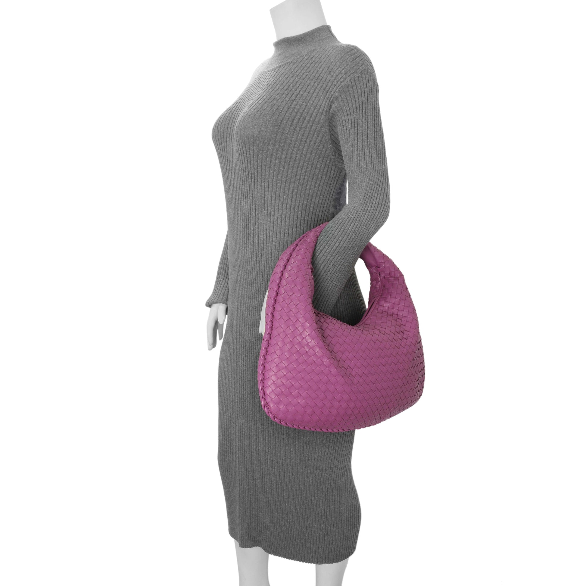 Exclusive Bottega Veneta Purple Nappa Intrecciato Medium Veneta Hobo — Alternate View 9