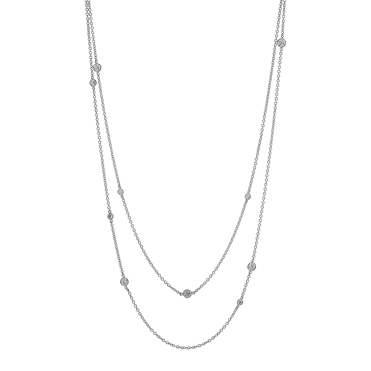 Exclusive Tiffany & Co. Platinum Diamonds By The Yard Sprinkle Necklace — Front View