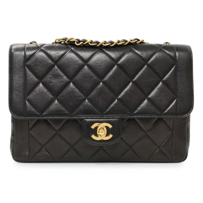 Exclusive Chanel Black Quilted Lambskin Vintage CC Chain Flap — Front View