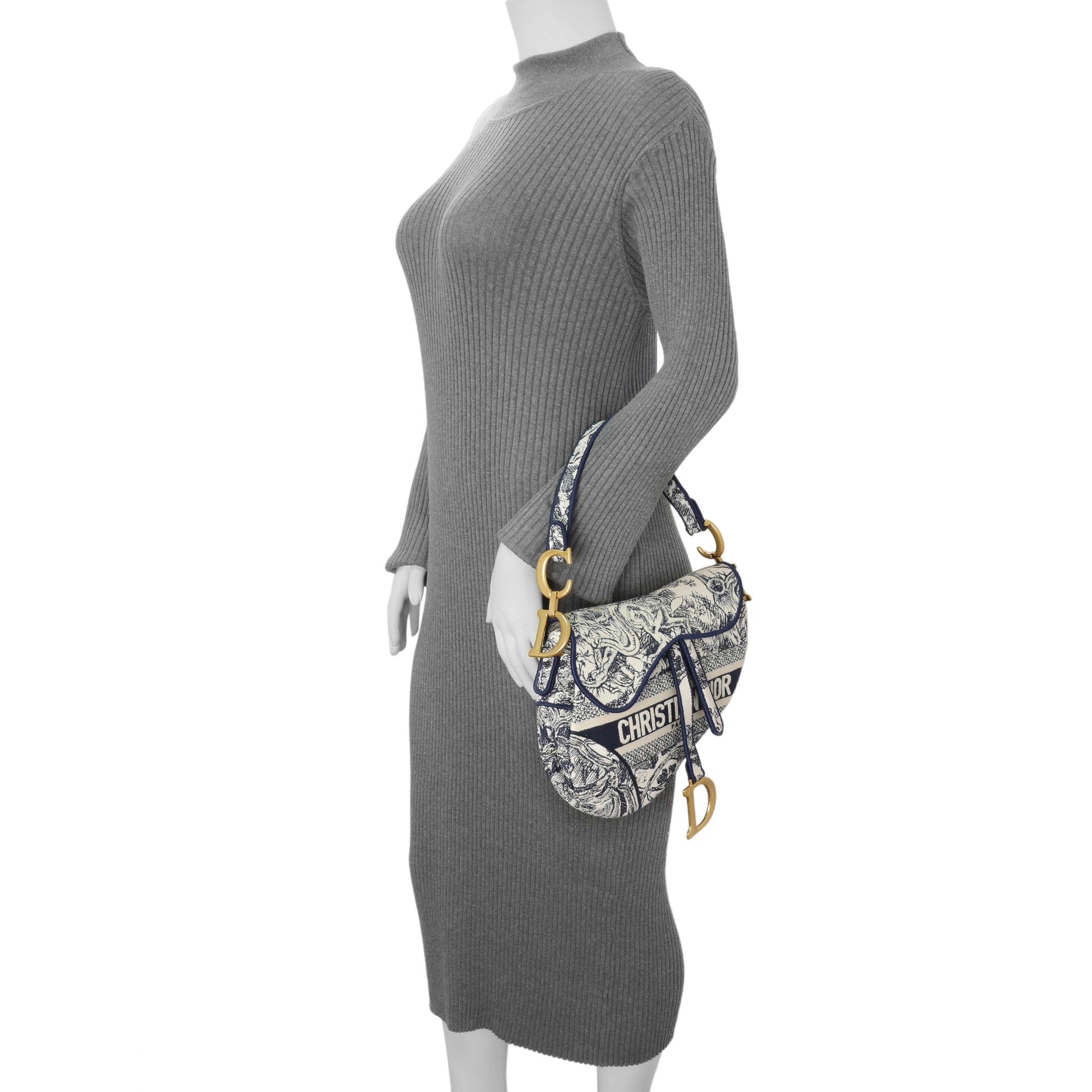 Exclusive Christian Dior Canvas Embroidered Saddle Bag — Alternate View 7
