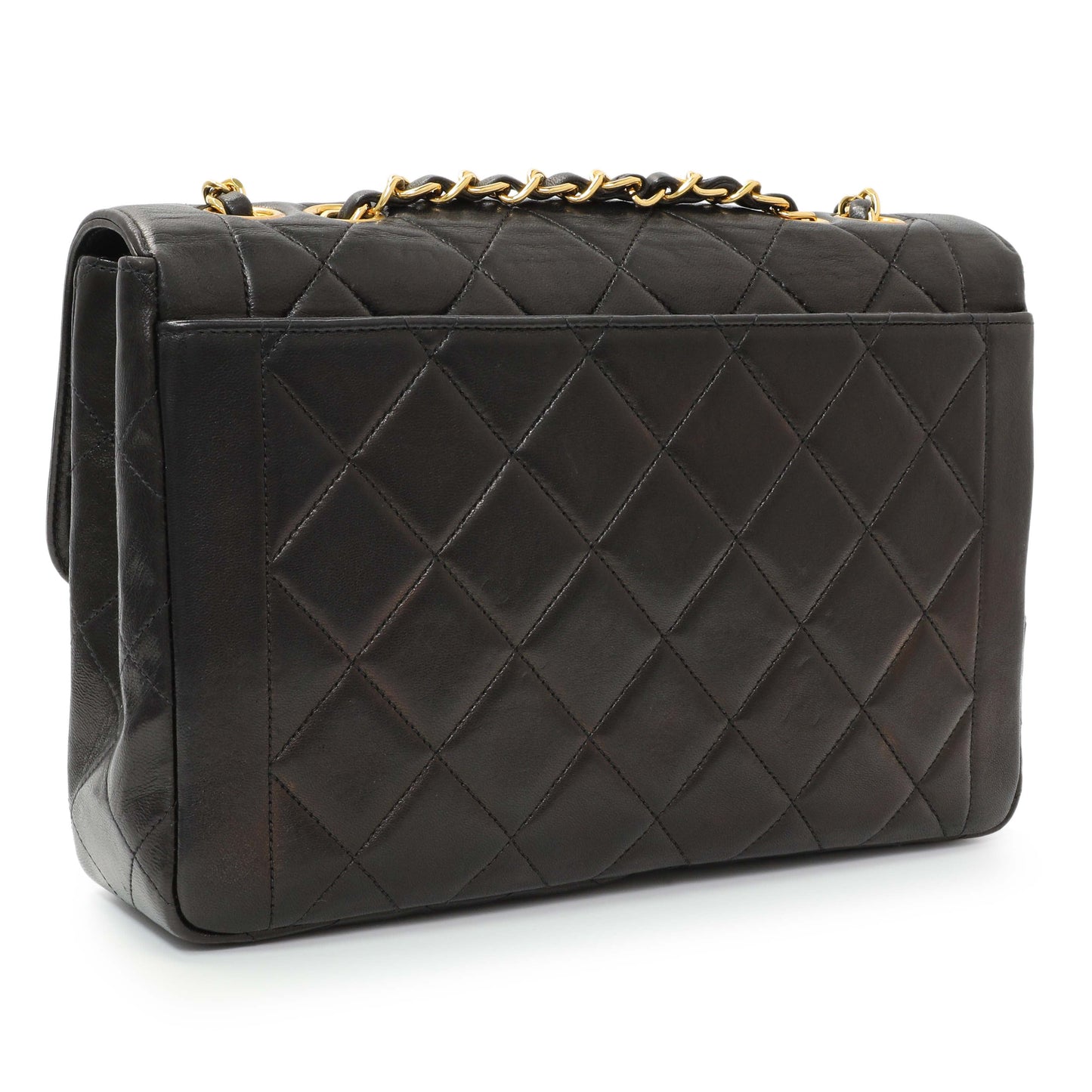 Exclusive Chanel Black Quilted Lambskin Vintage CC Chain Flap — Side View