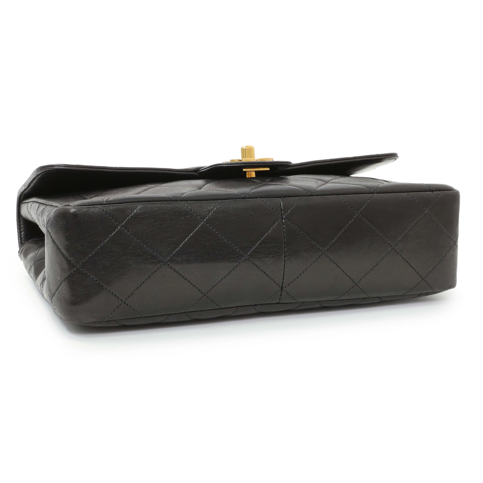 Exclusive Chanel Black Quilted Lambskin Vintage CC Chain Flap — Back View