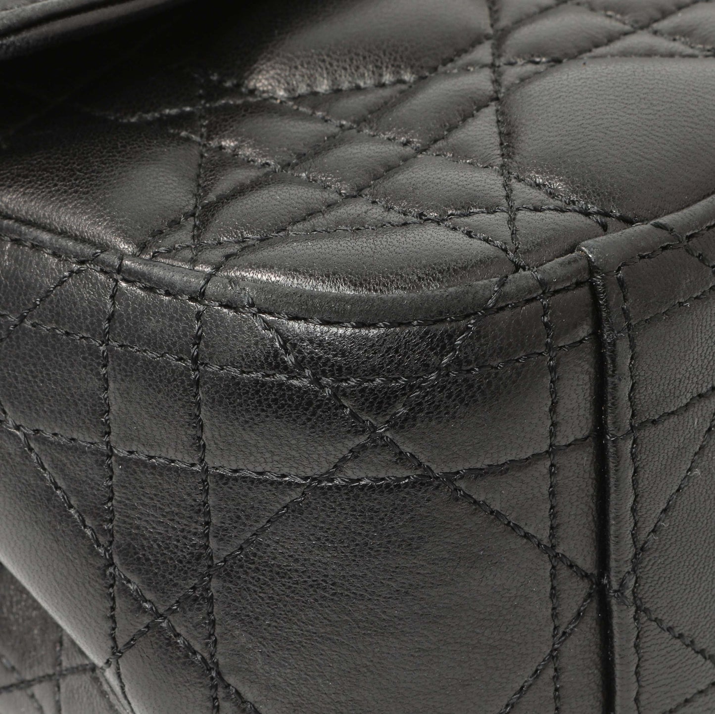 Exclusive Christian Dior Black Lambskin Cannage Medium Miss Dior Flap — Top View