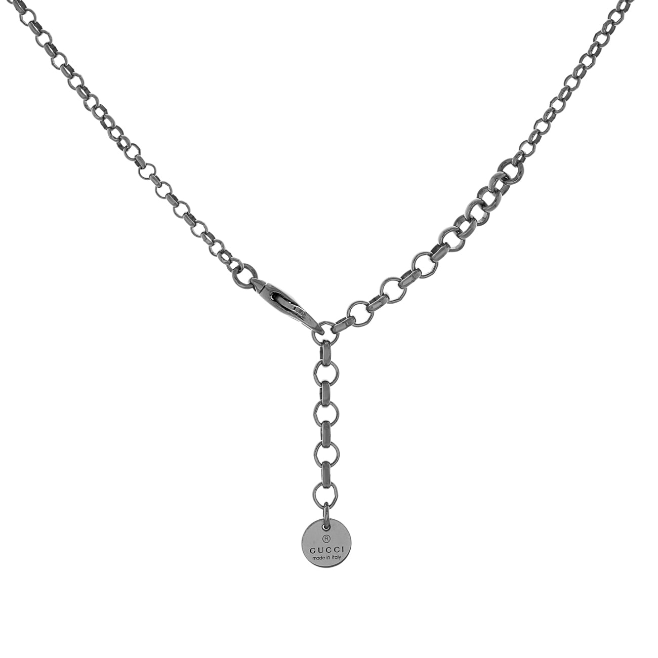 Exclusive Gucci Sterling Silver Interlocking G Pendant Necklace — Side View