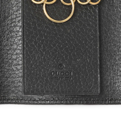 Exclusive Gucci Black Pebbled Calfskin GG Marmont 6 Key Holder — Detail View