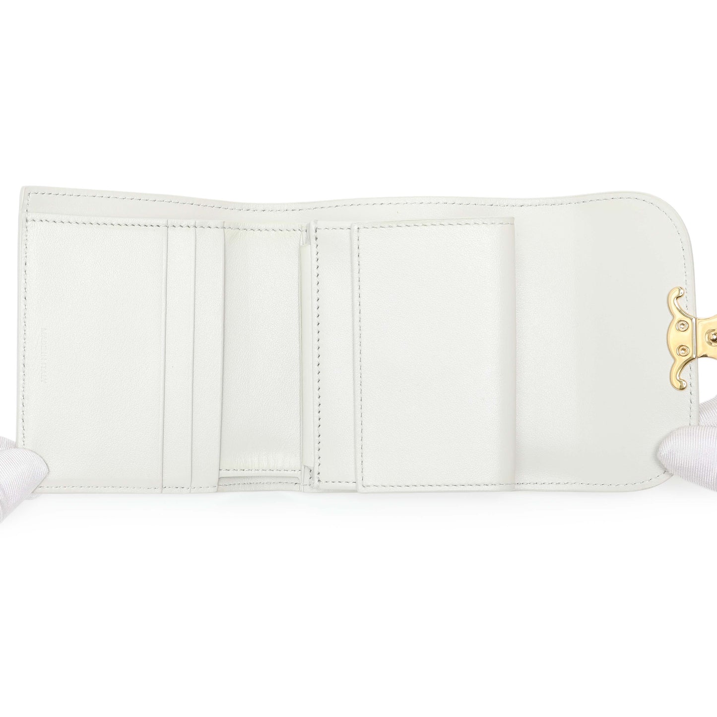 Exclusive Celine Grey Shiny Calfskin Small Triomphe Wallet — Top View
