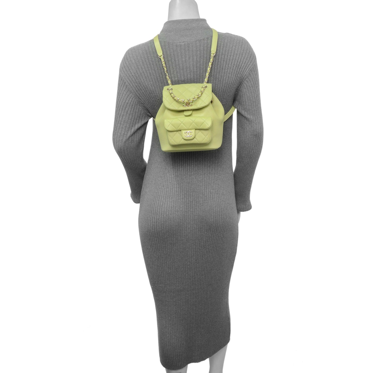 Exclusive Chanel Green Quilted Lambskin Small Duma Drawstring Backpack — Alternate View 7