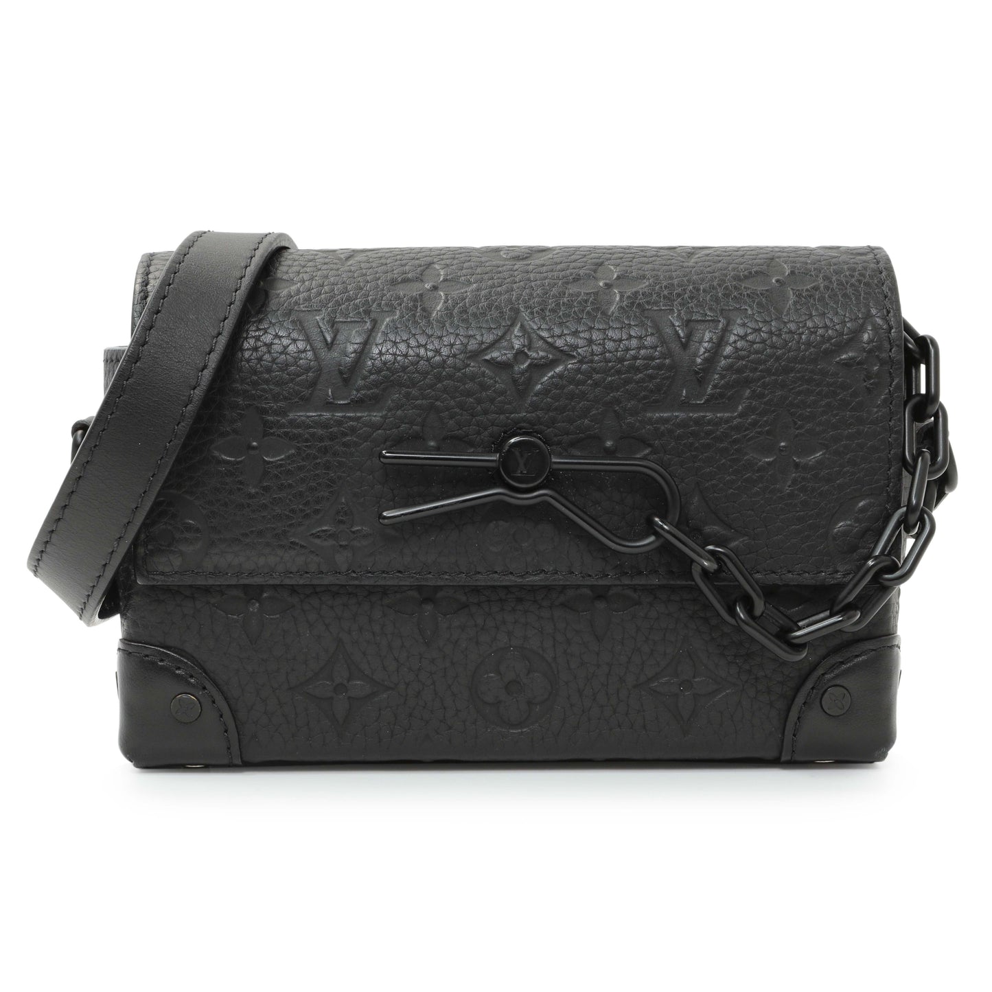 Exclusive Louis Vuitton Black Taurillon Monogram Steamer Wearable Wallet — Front View