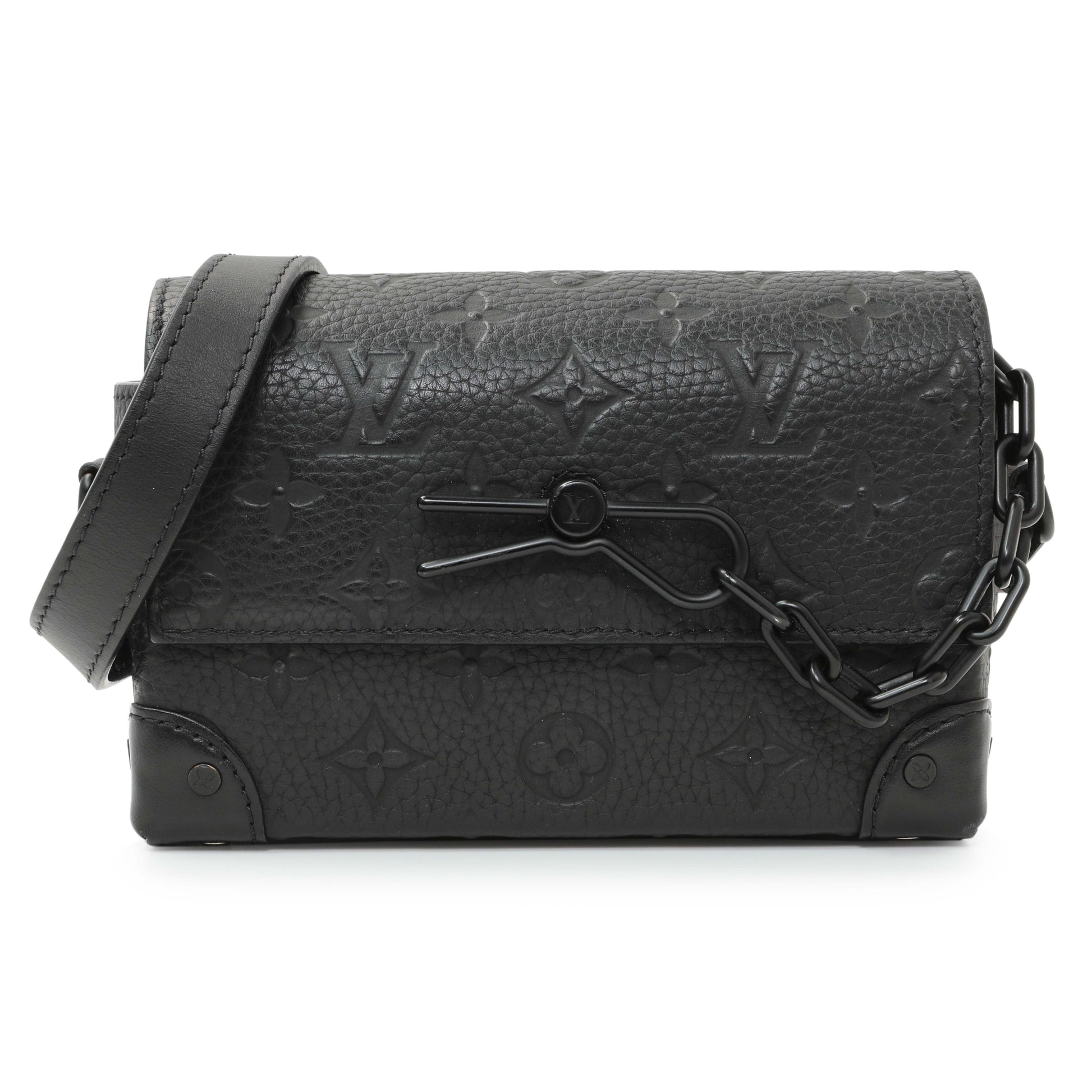 Exclusive Louis Vuitton Black Taurillon Monogram Steamer Wearable Wallet — Front View