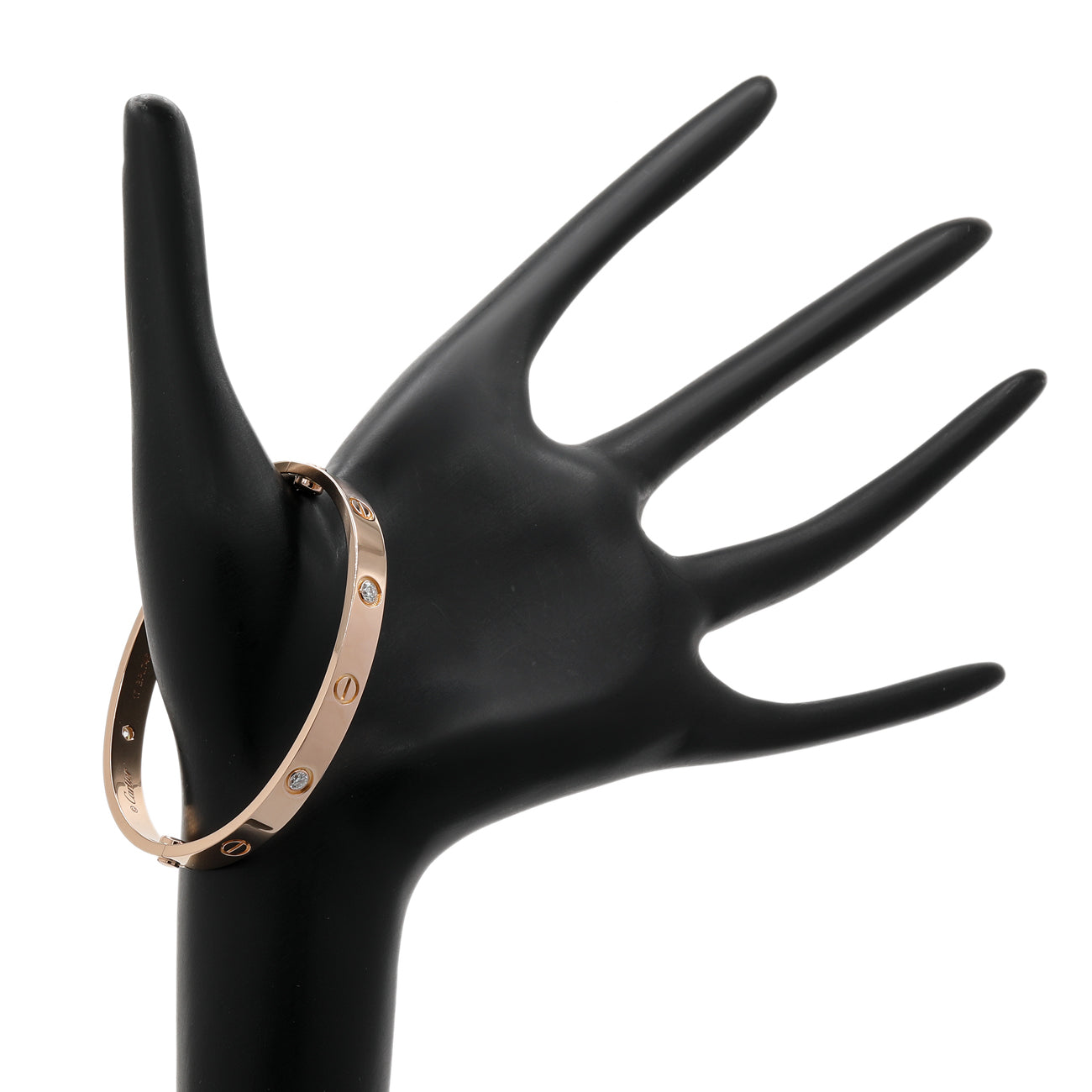 Exclusive Cartier 18K Rose Gold 4 Diamond Classic Love Bracelet — Back View