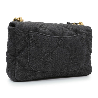 Exclusive Chanel Black Quilted Denim Medium Funky Town Flap — Side View