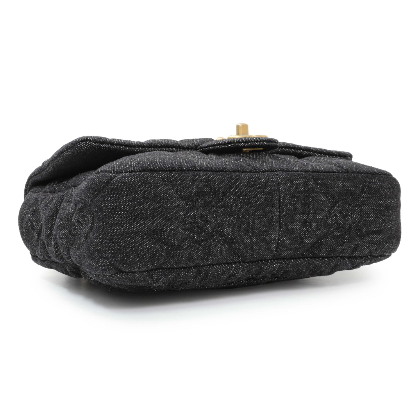 Exclusive Chanel Black Quilted Denim Medium Funky Town Flap — Back View