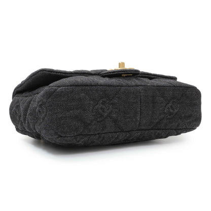 Exclusive Chanel Black Quilted Denim Medium Funky Town Flap — Back View