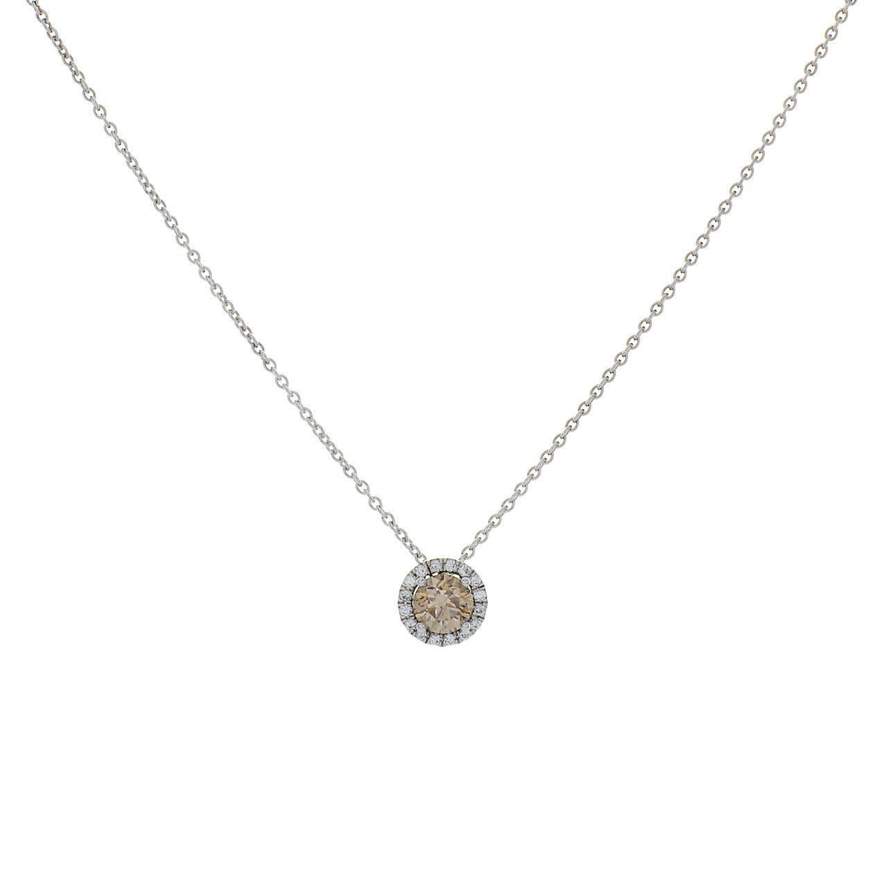 Exclusive De Beers 18K White Gold Aura Fancy Brown Diamond Pendant Necklace — Front View