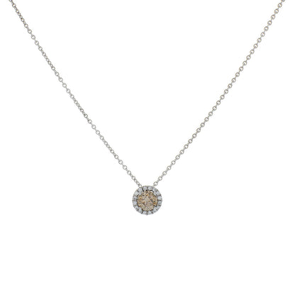Exclusive De Beers 18K White Gold Aura Fancy Brown Diamond Pendant Necklace — Front View