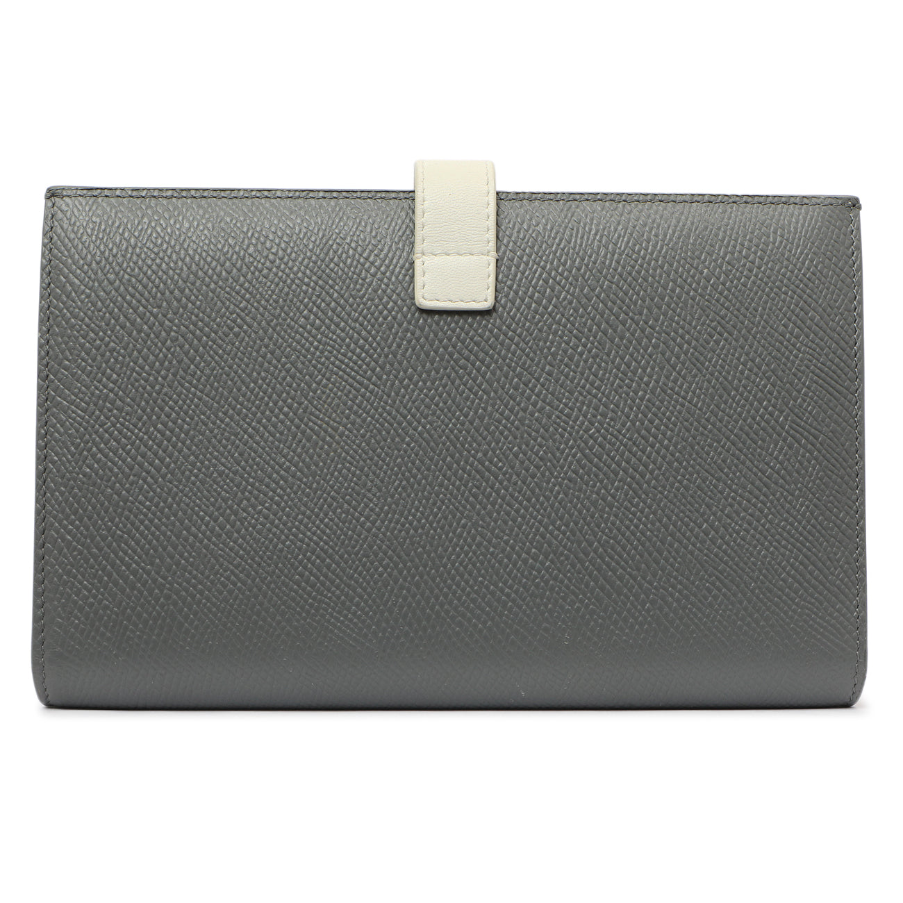 Exclusive Celine Grey Grained Calfskin Large Multifunction Strap Wallet — Side View