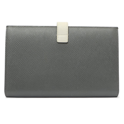 Exclusive Celine Grey Grained Calfskin Large Multifunction Strap Wallet — Side View