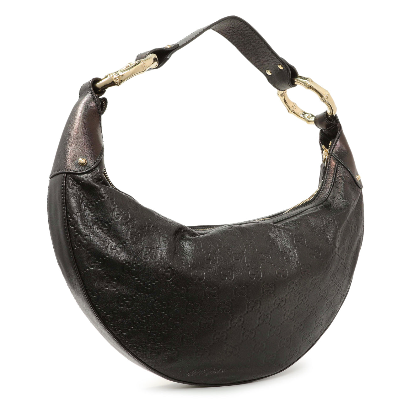 Exclusive Gucci Guccissima Half Moon Bamboo Ring Hobo — Side View