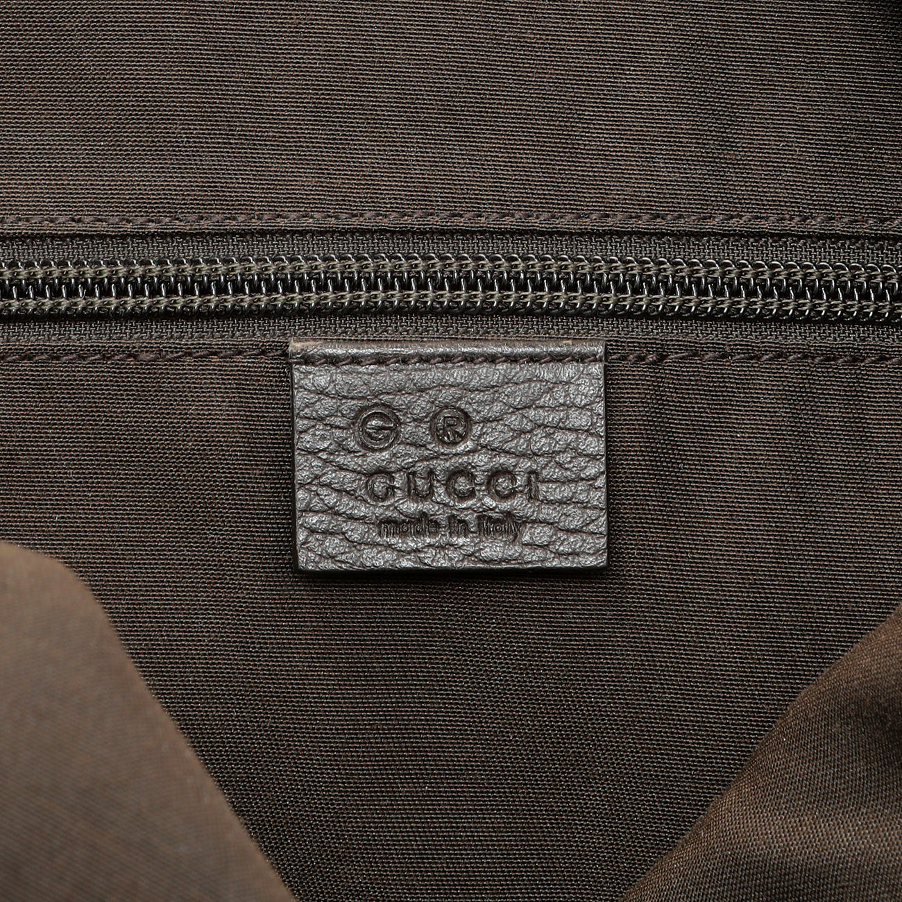 Exclusive Gucci Brown Monogram Nylon Day Backpack — Detail View