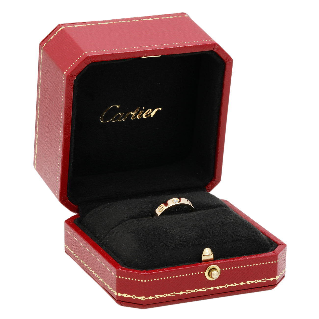 Exclusive Cartier 18K Yellow Gold 1 Diamond Love Wedding Band — Top View