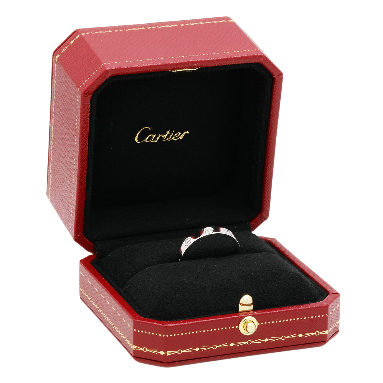 Exclusive Cartier 18K White Gold Diamond Love Wedding Band — Top View
