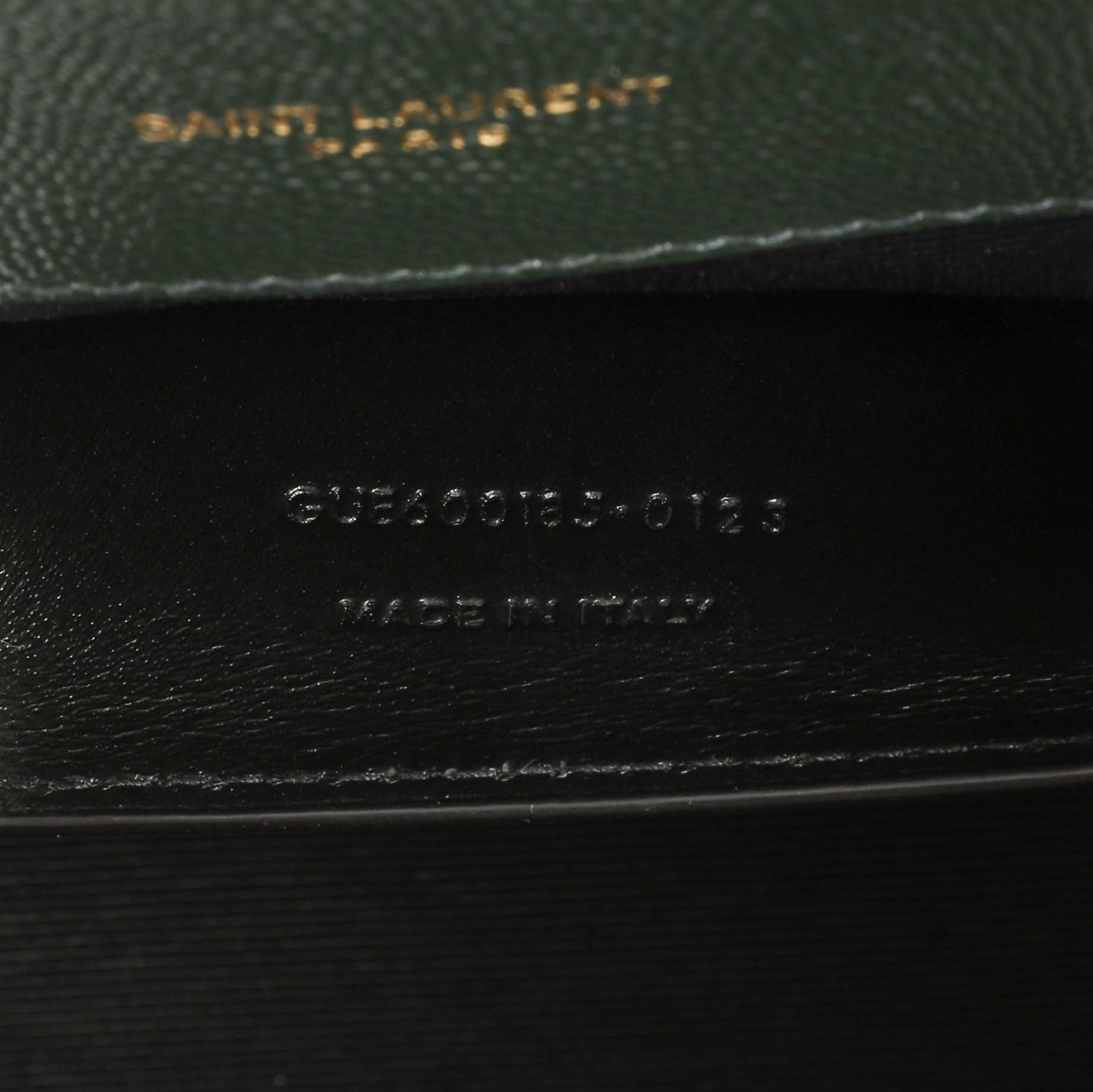 Exclusive Saint Laurent Green Grain De Poudre Matelasse Chevron Medium Triquilt Monogram Satchel — Lifestyle View