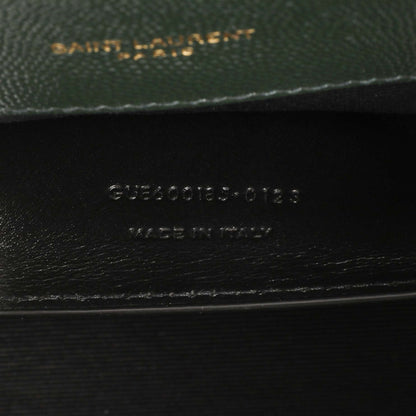 Exclusive Saint Laurent Green Grain De Poudre Matelasse Chevron Medium Triquilt Monogram Satchel — Lifestyle View