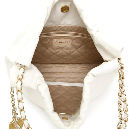 Exclusive Chanel White Shiny Quilted Calfskin Small Chanel 22 — Alternate View 8