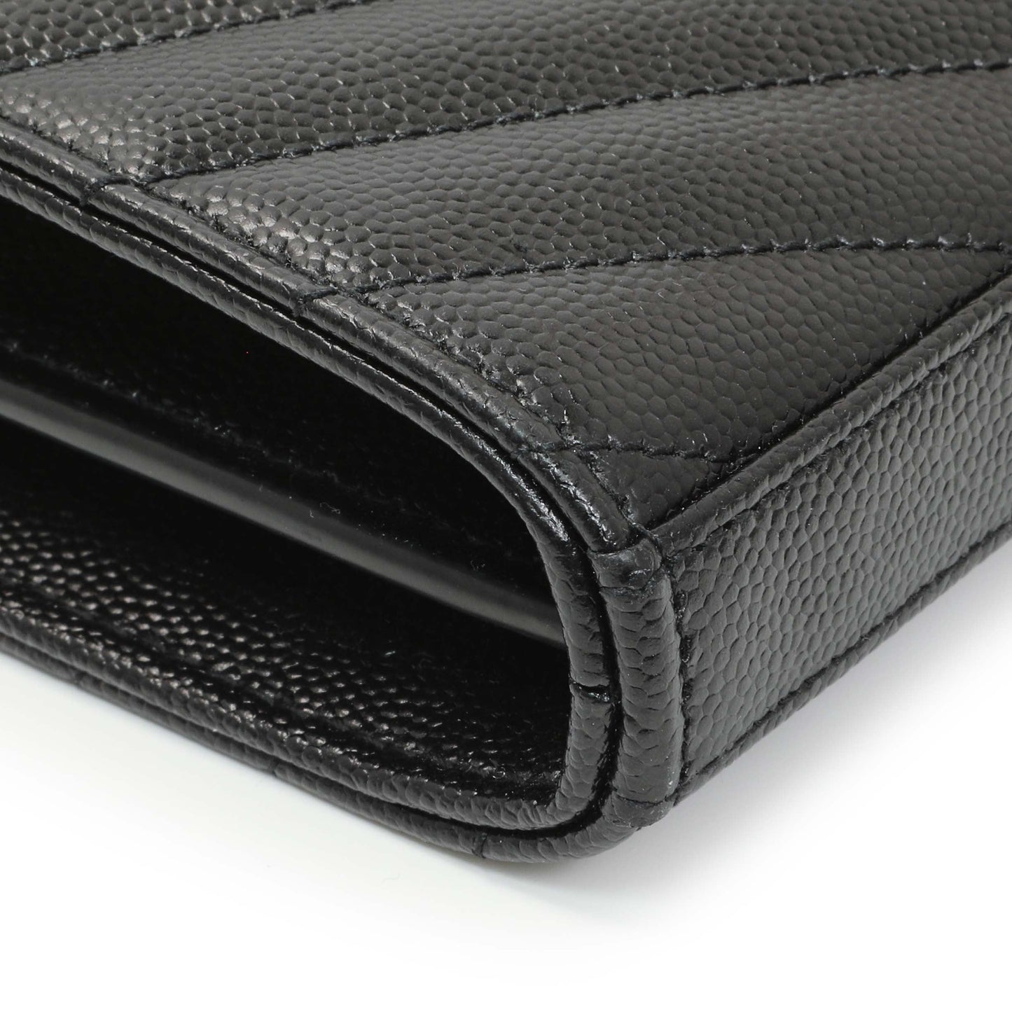 Exclusive Saint Laurent Grain De Poudre Matelasse Chevron Monogram Chain Wallet — Top View