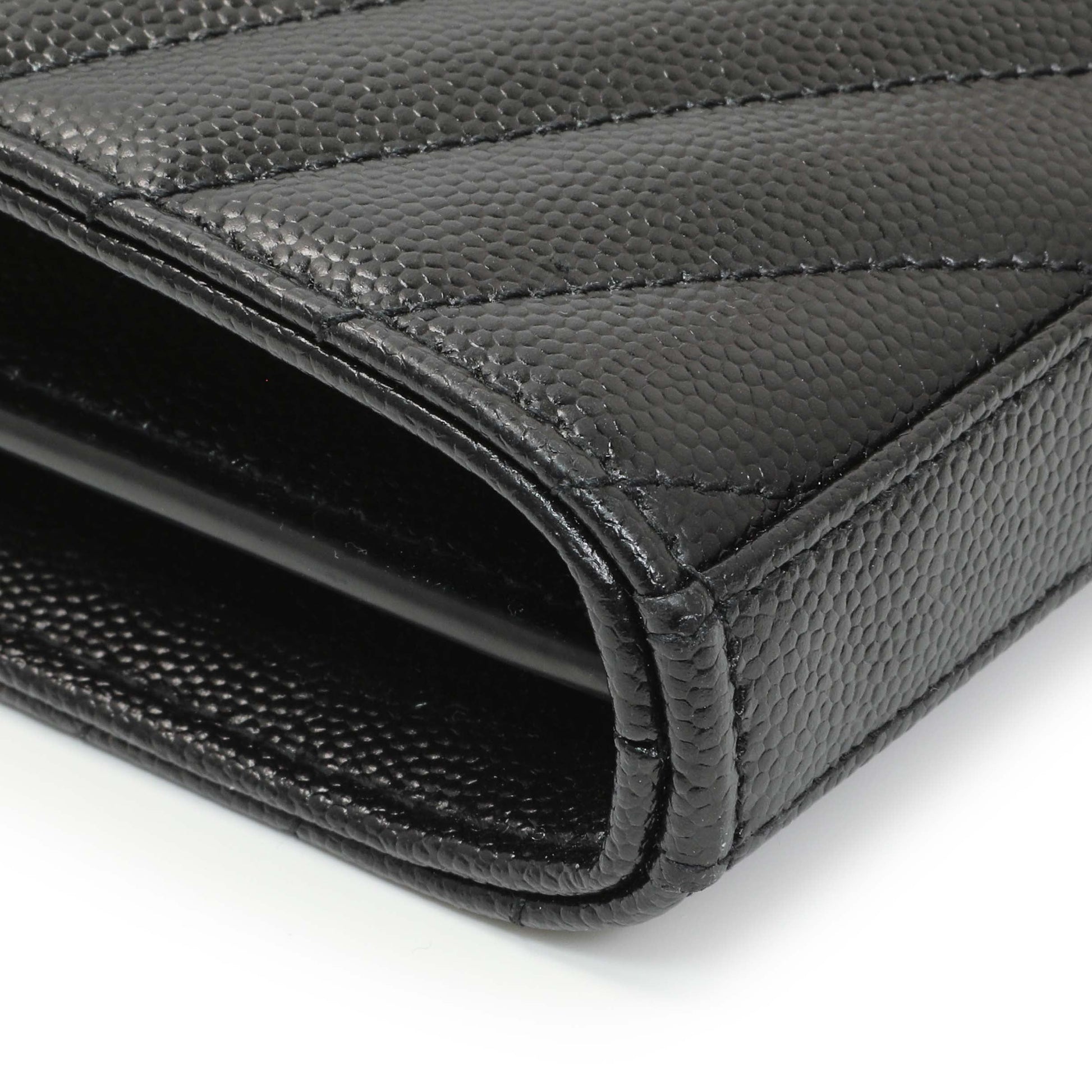 Exclusive Saint Laurent Grain De Poudre Matelasse Chevron Monogram Chain Wallet — Top View