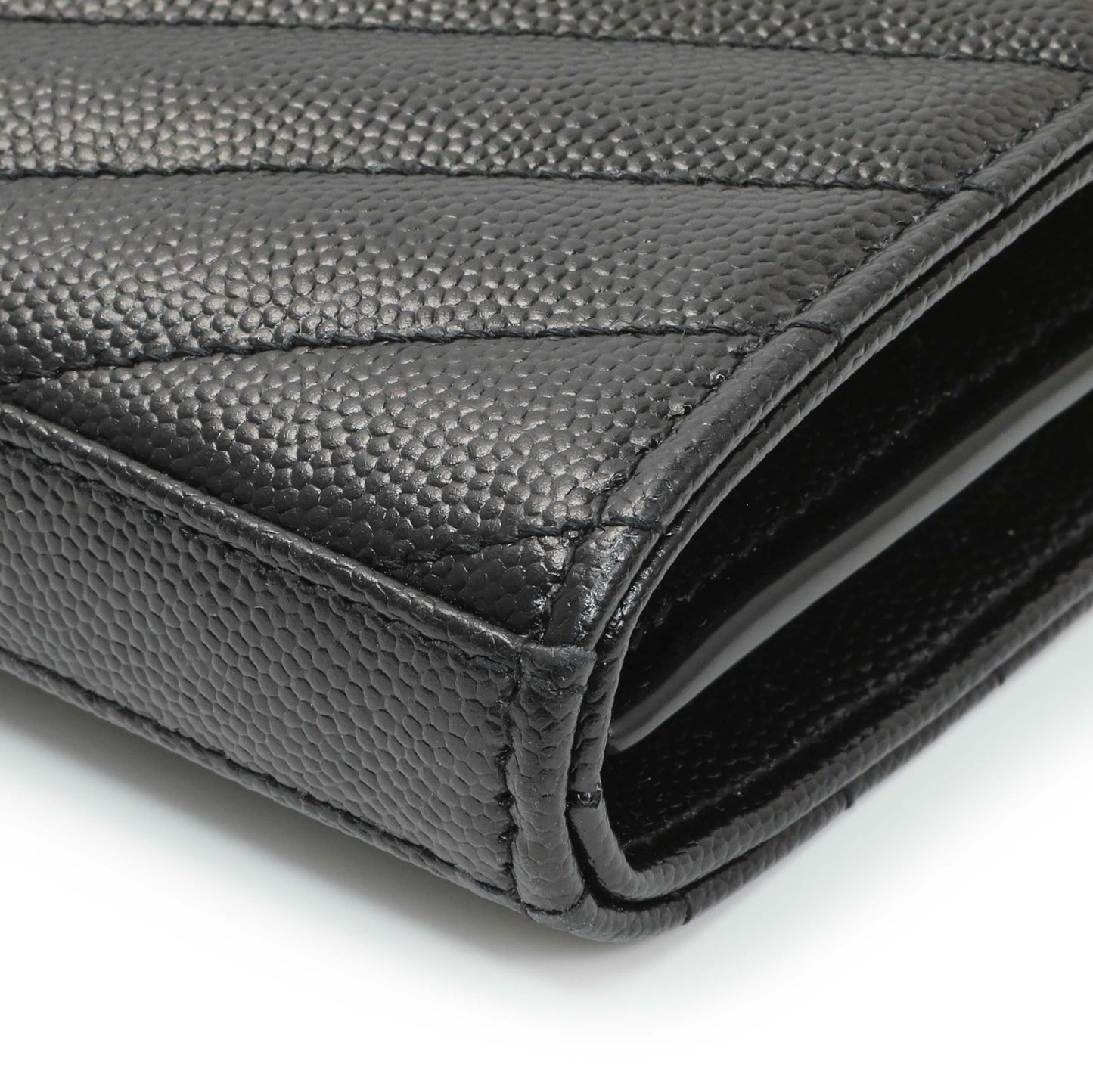Exclusive Saint Laurent Grain De Poudre Matelasse Chevron Monogram Chain Wallet — Detail View