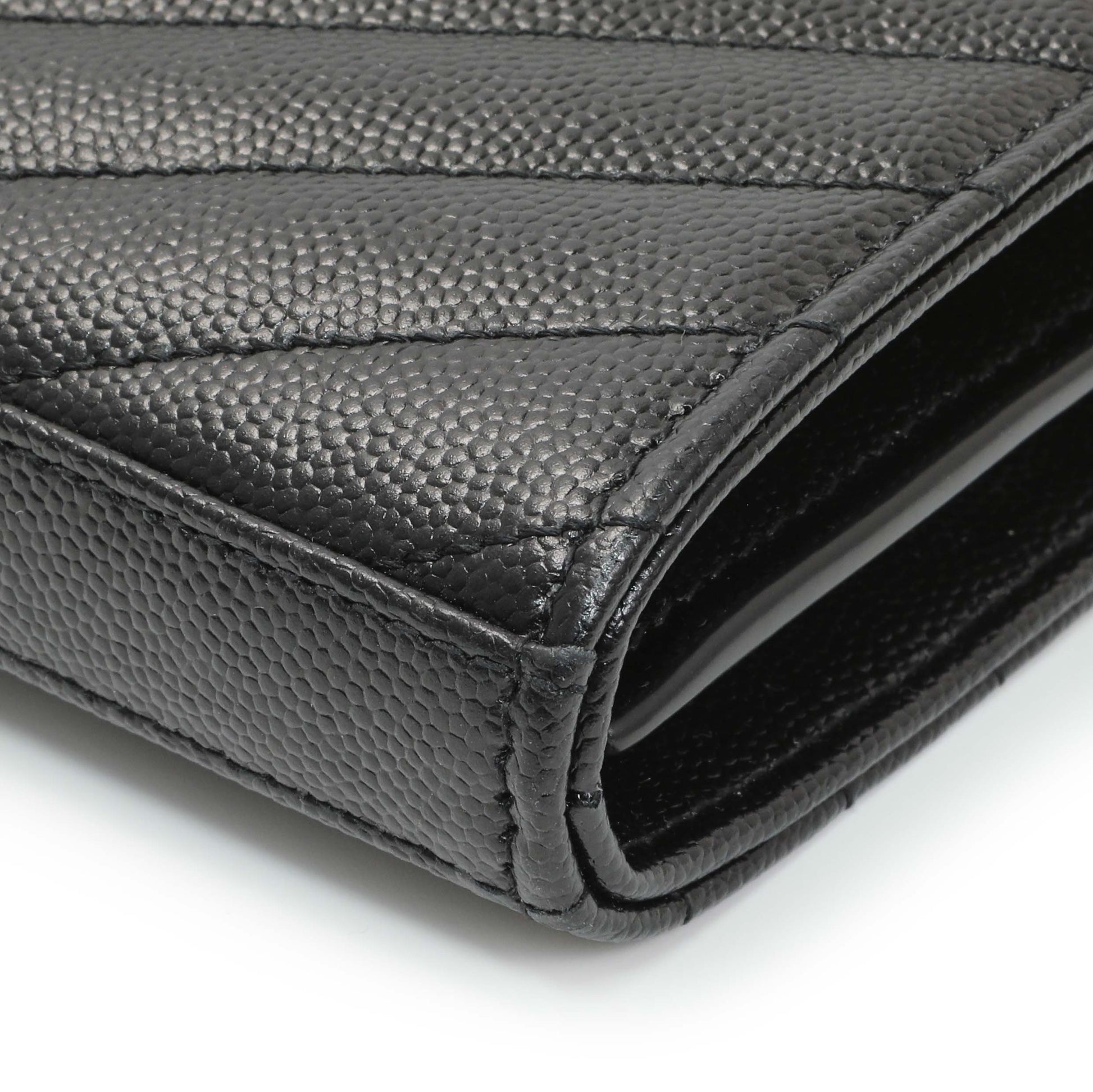 Exclusive Saint Laurent Grain De Poudre Matelasse Chevron Monogram Chain Wallet — Detail View