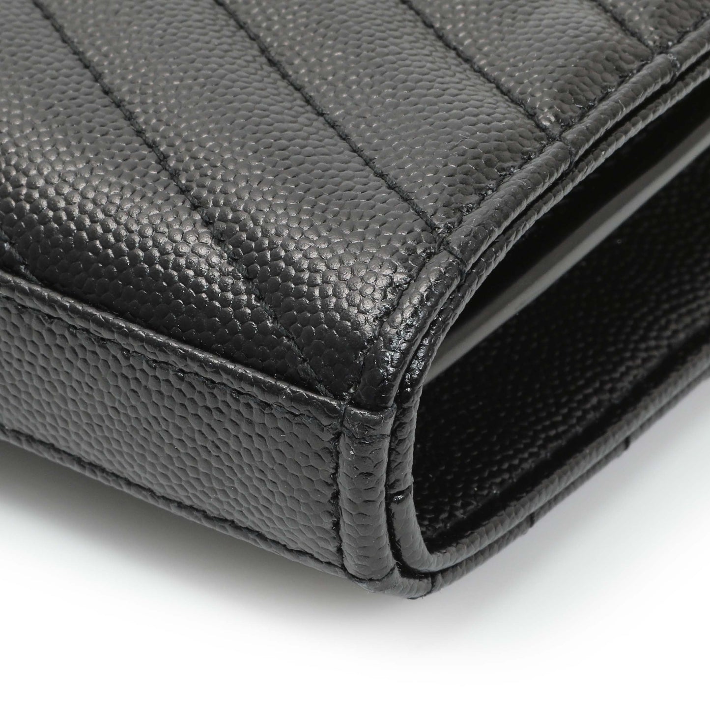 Exclusive Saint Laurent Grain De Poudre Matelasse Chevron Monogram Chain Wallet — Alternate View 7