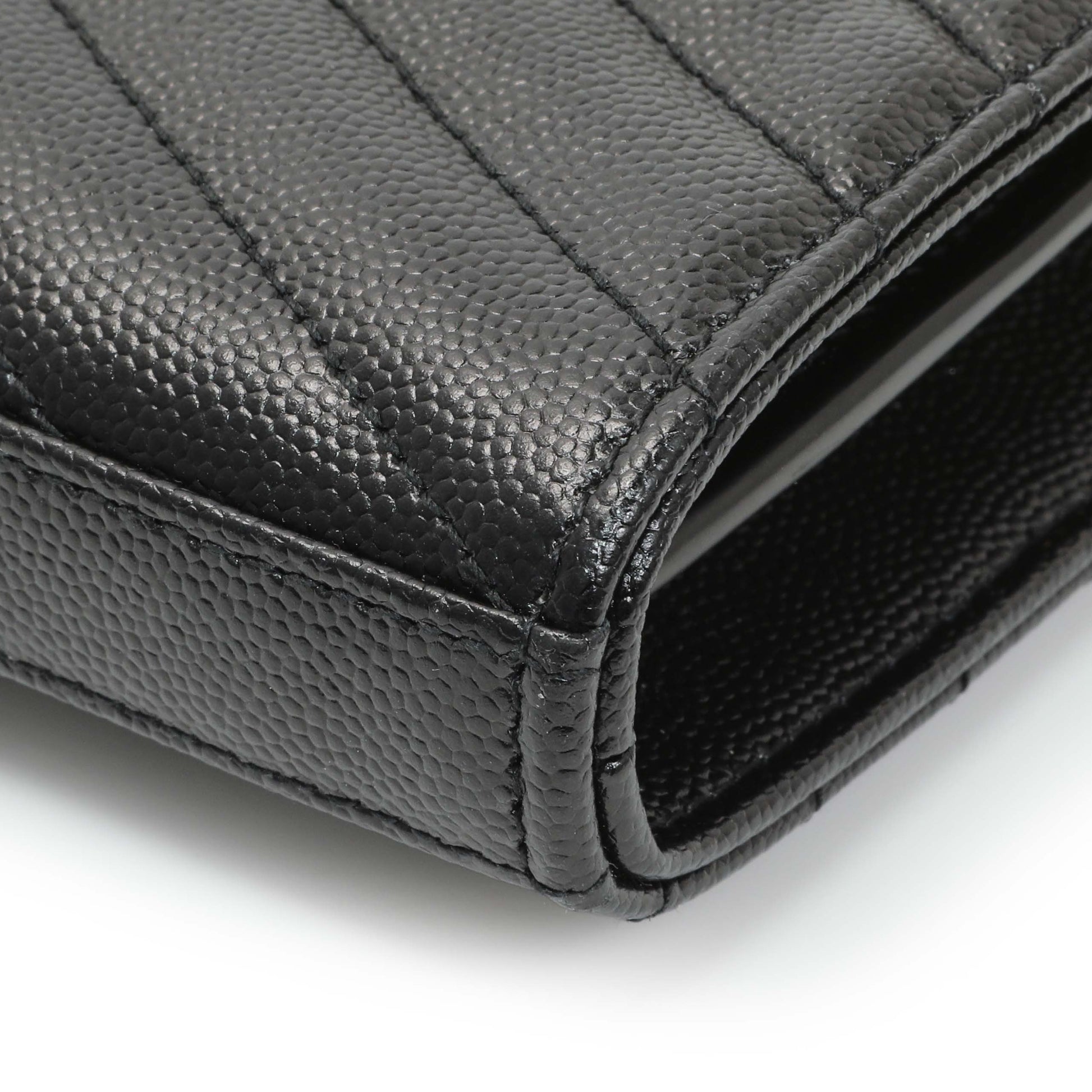 Exclusive Saint Laurent Grain De Poudre Matelasse Chevron Monogram Chain Wallet — Alternate View 7